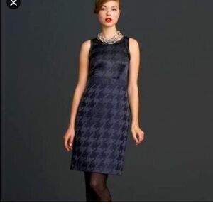 Banana Republic MadMen navy silk & textured skirt midi dress tv show retro Sz 0